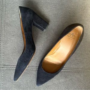 Aquatalia Black Suede Block Heels